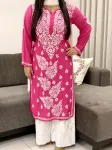 Magenta Esha Premium Modal Chikankari Hand Embroidered Solid Women's Kurta