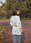 Mulmul Printed Short kurti  - Blue