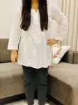 White Sitara Cotton Chikankari Hand embroidered Women's Short Kurta