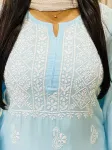 Premium Modal Chikankari Hand Embroidered Solid Women's Kurta  - Sky