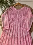 Baby Pink Tara Resham Chikankari Hand Embroidered Women's Yog Anarkali Kurta