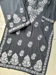 Rayon Chikankari Handwork women kurta palazzo set  - Charcoal