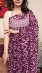 Wine Hansa Tapchi Chikankari Hand Embroidered Women's Saree