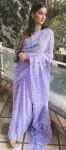 Lavender Hansa Tapchi Chikankari Hand Embroidered Women's Saree