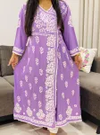 Rayon Chikankari Handwork Solid Women's Angrakha Kurta  - Lavender