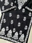 Rayon Chikankari Handwork women kurta palazzo set  - Black