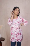Mulmul Printed Short kurti  - Pink
