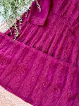 Resham Chikankari Hand Embroidered Women's Yog Anarkali Kurta  - Wine