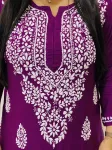 Premium Modal Chikankari Hand Embroidered Solid Women's Long Kurta  - Wine