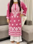 Dark Pink Natasha Premium Modal Chikankari Hand Embroidered Women's Solid Kurti