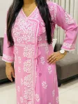 Pink Tripti Rayon Chikankari Handwork Solid Women's Angrakha Kurta
