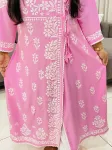 Rayon Chikankari Handwork Solid Women's Angrakha Kurta  - Pink