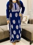 Navy Bellate Premium Modal Chikankari Hand Embroidered Solid Women's Kurta Palazzo Set