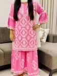 Pink Navya Rayon Chikankari Hand Embroidered Designer Women's Gharara Set