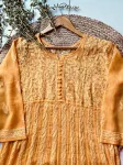 Light Orange Tara Resham Chikankari Hand Embroidered Women's Yog Anarkali Kurta