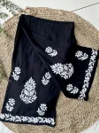 Rayon Chikankari Handwork women kurta palazzo set  - Black