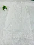 Premium Modal Chikankari Hand Embroidered Solid Women's Long Kurta  - White