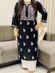 Black Nora Premium Modal Chikankari Hand Embroidered Solid Women's Kurta