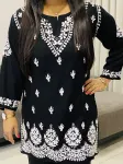 Rayon Chikankari Handwork Women's Co-ord Set  - Black