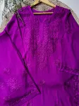 Premium Chikankari Hand Embroidered Kurta Palazzo Set  - Purple