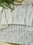 Resham Chikankari Hand Embroidered Women's Yog Anarkali Kurta  - White