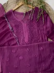 Viscose Chikankari Hand Embroidered Kurta and Dupatta  - Mauve