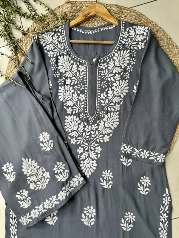 Rayon Chikankari Handwork women kurta palazzo set