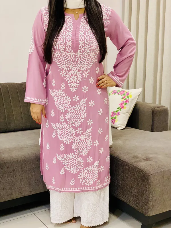 Premium Modal Chikankari Hand Embroidered Solid Women's Kurta