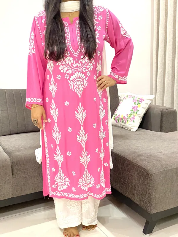Premium Modal Chikankari Solid Women's Long Kurta