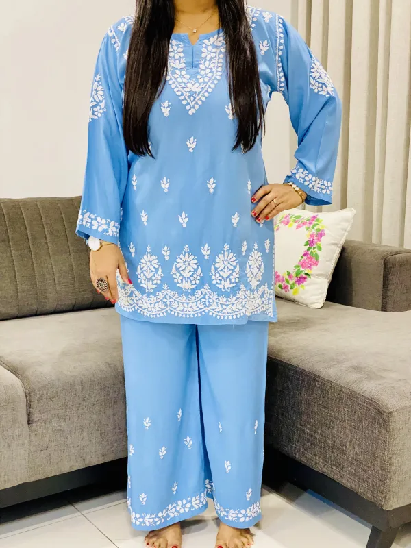 Rayon Chikankari Handwork Women's Co-ord Set