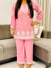 Trisha Rayon Chikankari Handwork Women's Co-ord Set - Rose Pink