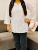 Ekra Cotton Chikankari Solid Women's Short Kurta - White