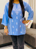 Isha Rayon Chikankari Solid Women's Short Top - Powder Blue