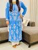 Afsana Modal Chikankari Solid Women's Long Kurta - Powder Blue