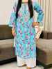 Dvita Mulmul Chikankari Floral Women's Long Kurta - Ferozi