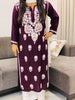 Evana Rayon Chikankari Handwork Women's Solid Long Straight Kurta - Wine